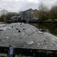 Weir On The River Aire, Saltaire Canal and River, 7th February 2023